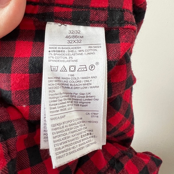 Gap plaid flannel lined chinos pants olive green mens 32 x 32 - Picture 8 of 9